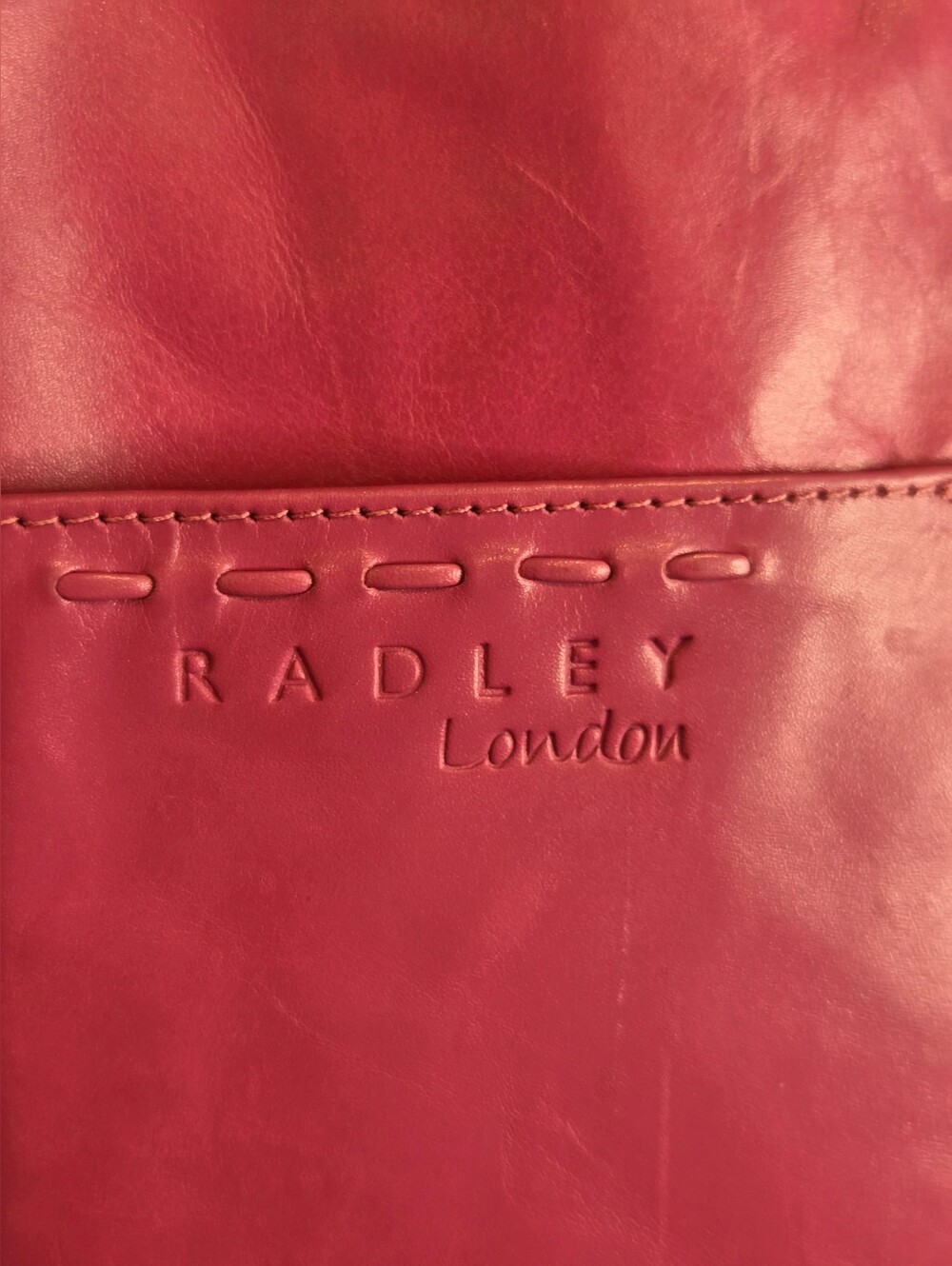 Radley London Pink Leather Whipstitch Tote Shoulder Bag - EUC - Picture 8 of 16